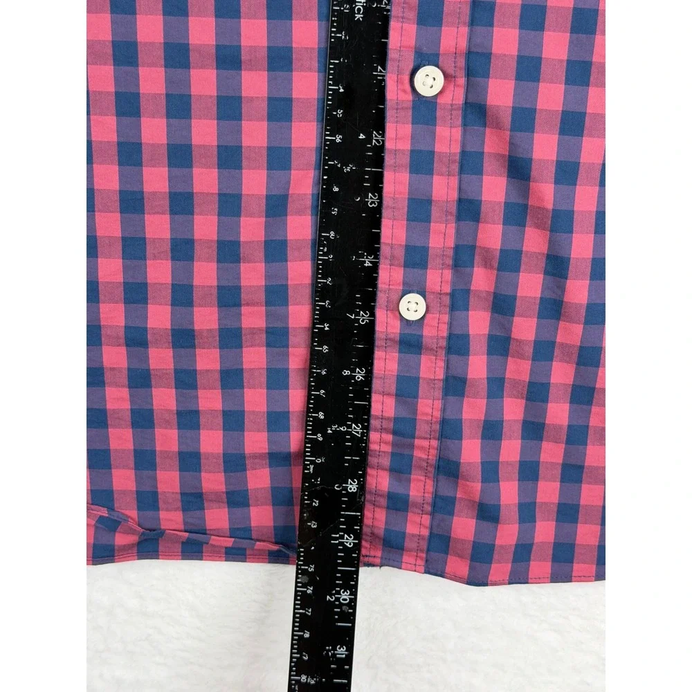 J. Crew Performance Slim Untucked‎ Gingham Shirt Mens XXL Pink Navy Blue Check